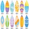60 Pcs Surfboard Cutouts with Glue Points, Hawaii Summer Paper Cut Outs for Bulletin Board Classroom Decor Surf Party Decorations